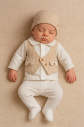 Pack naissance classy boy effet gilet velours 5 pcs